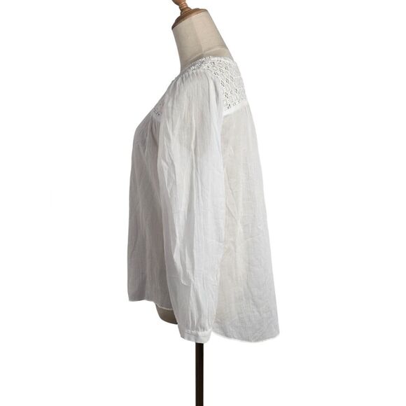 J. Crew White Cotton Boho Peasant Top - Picture 3 of 7